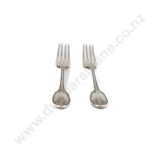 A Pair Of Heavy European Silver Tableforks
