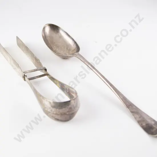 Dutch Silver Asparagus Tongs & Basting Spoon