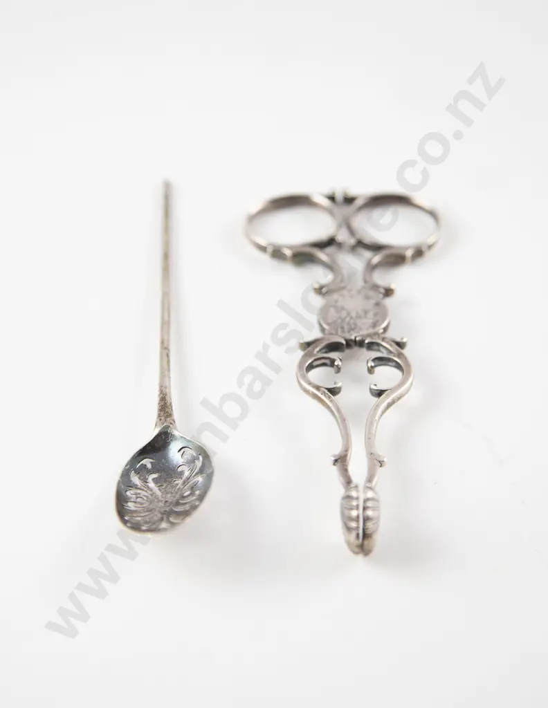 Pair Antique S/S Sugar Nips Image 1++