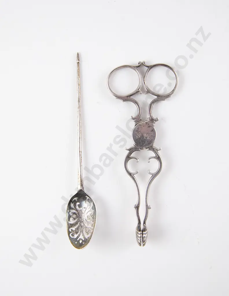 Pair Antique S/S Sugar Nips Image 1++