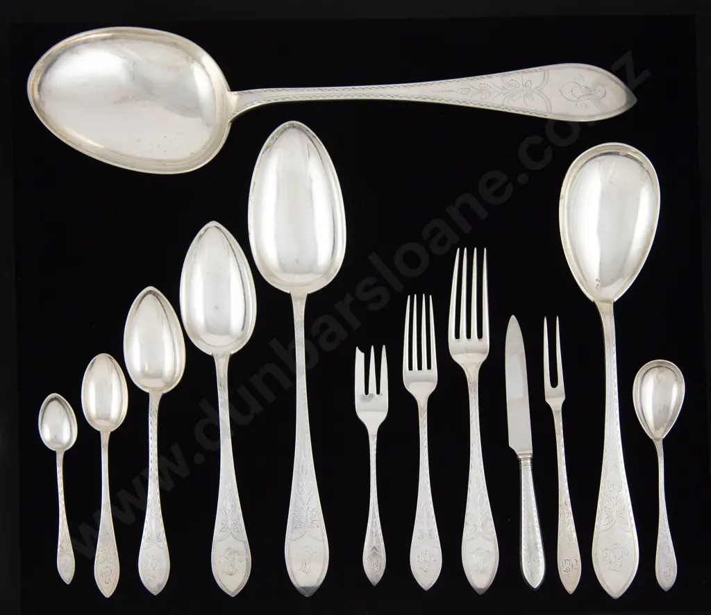 91 Piece Antique Danish Silver Cutlery Suite Image 1++