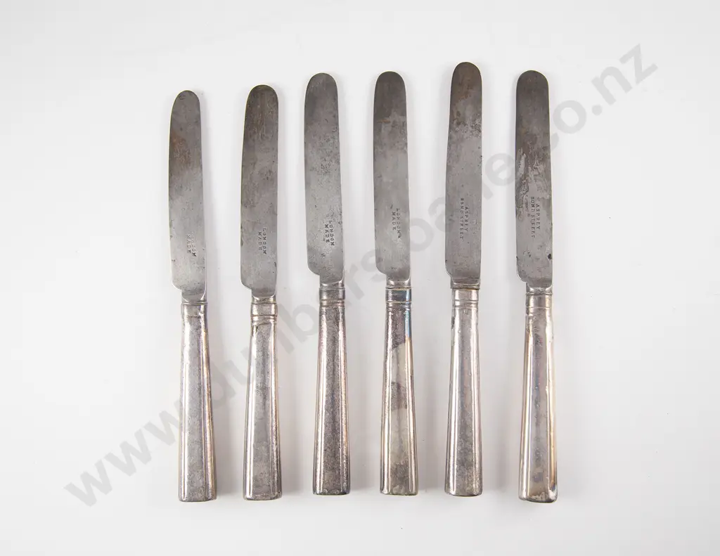 Set Of 6 C19th Silver Handled Steel Bladed Table Knives Image 1++