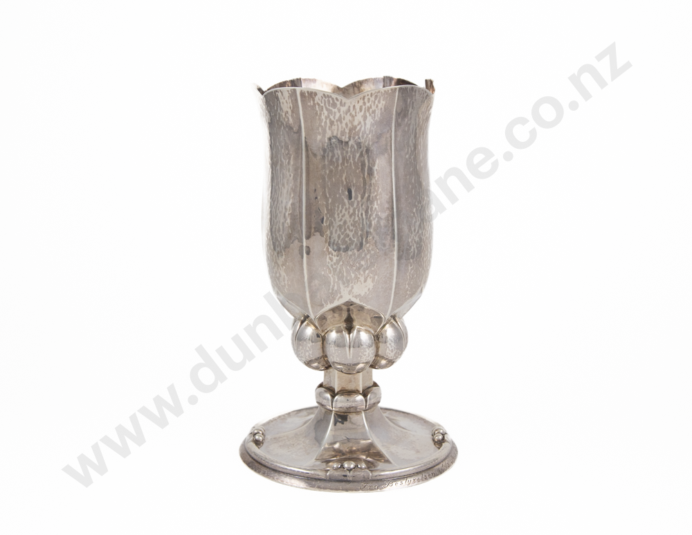 Rare Georg Jensen S/S Tulip Form Chalice Vase By Cristian Frederik Heise Image 1++