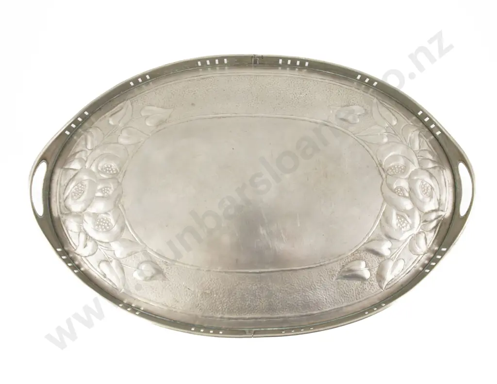 Art Nouveau S/P Oval Two Handled Drinks Tray Image 1++