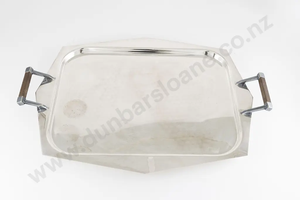Art Deco Style S/Plate Two Handled Drinks Tray Image 1++