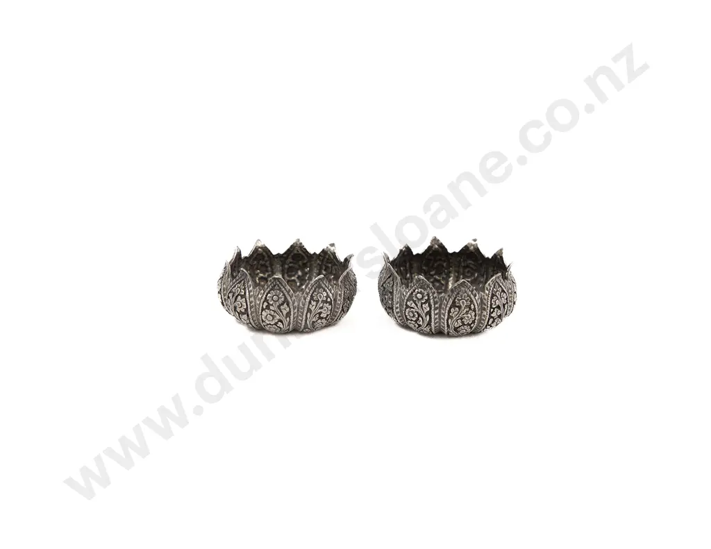 Small Pair Of Ornate Indian Silver Salts Image 1++