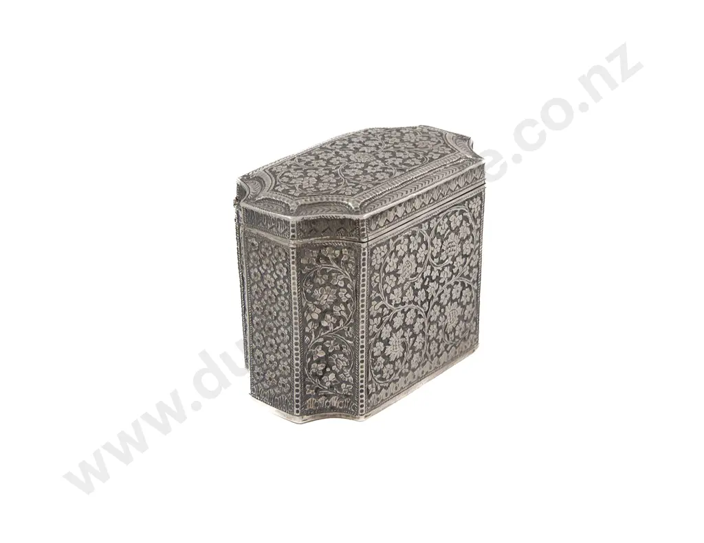 Fine Quality C19th Anglo-Indian Silver Tea Caddy Image 1++