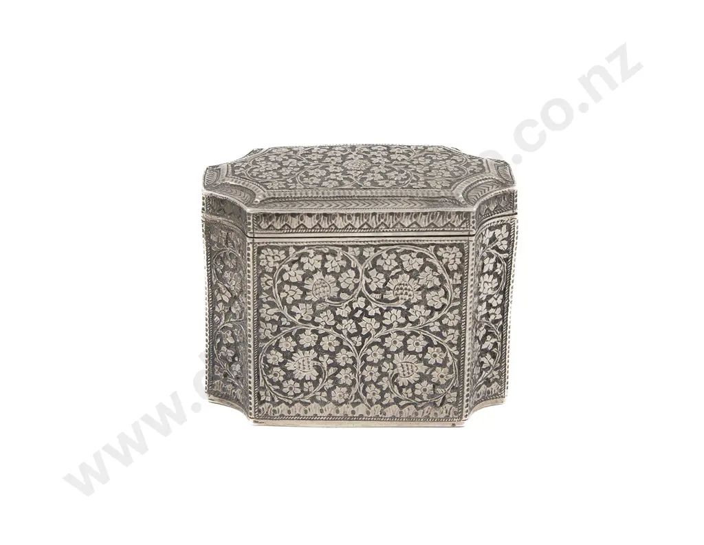 Fine Quality C19th Anglo-Indian Silver Tea Caddy Image 1++