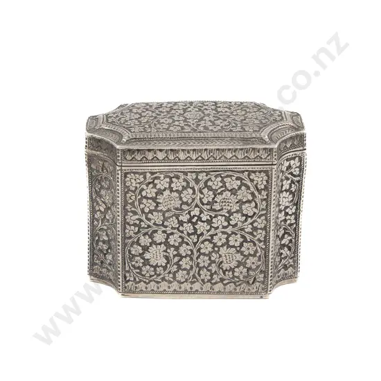 Fine Quality C19th Anglo-Indian Silver Tea Caddy