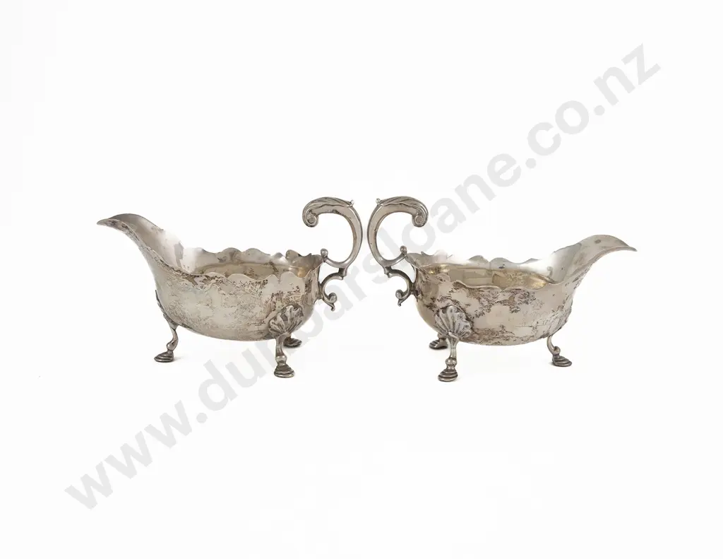 Good Early Pair Of Geo II S/S Gravy Boats Image 1++
