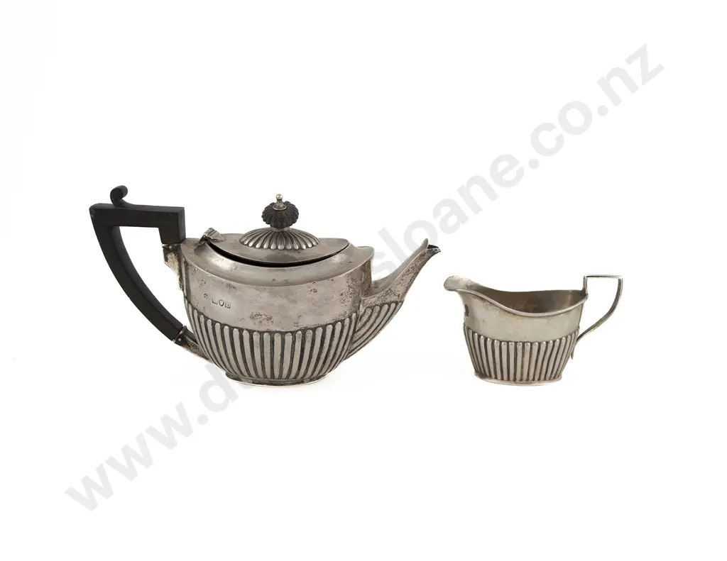 Vict S/S Batchelors Teapot & Later Matching Milk Jug Image 1++