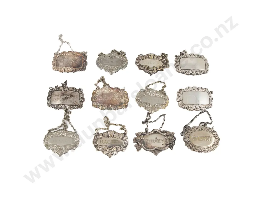 Three S/S Decanter Labels & Nine S/Plate Labels Image 1++