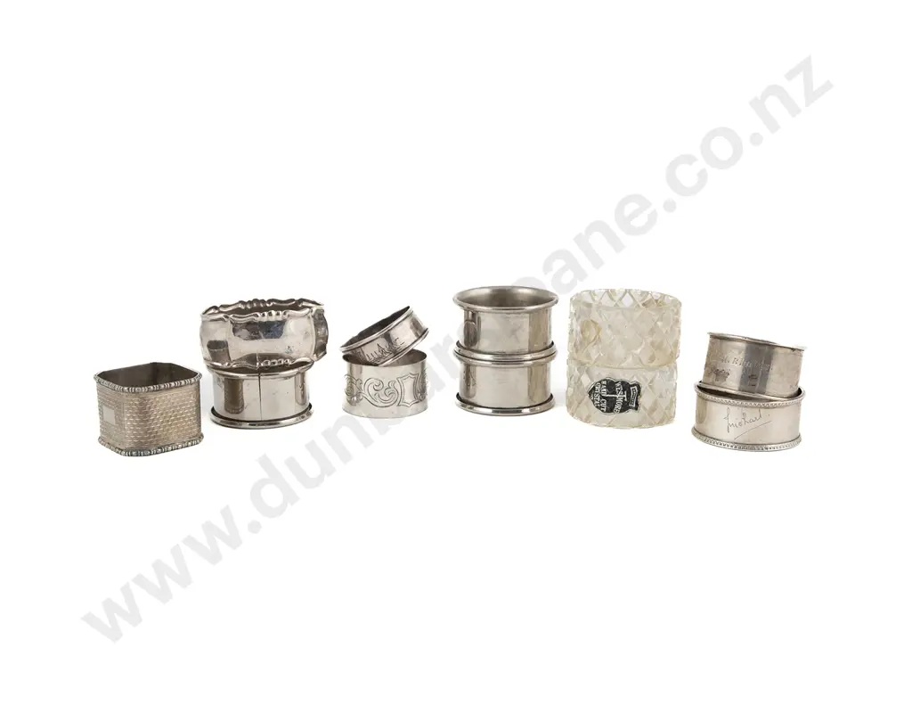 Three S/S Napkin Rings & Eight Others Image 1++