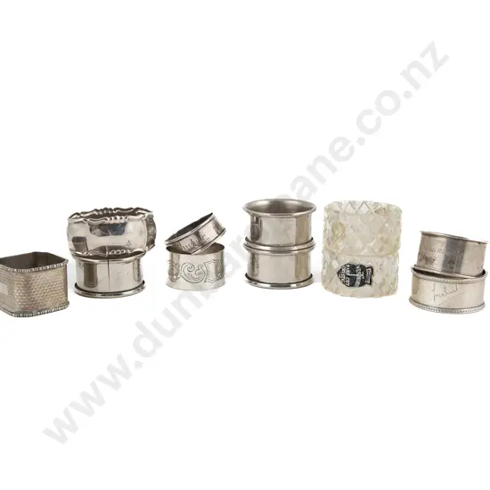 Three S/S Napkin Rings & Eight Others