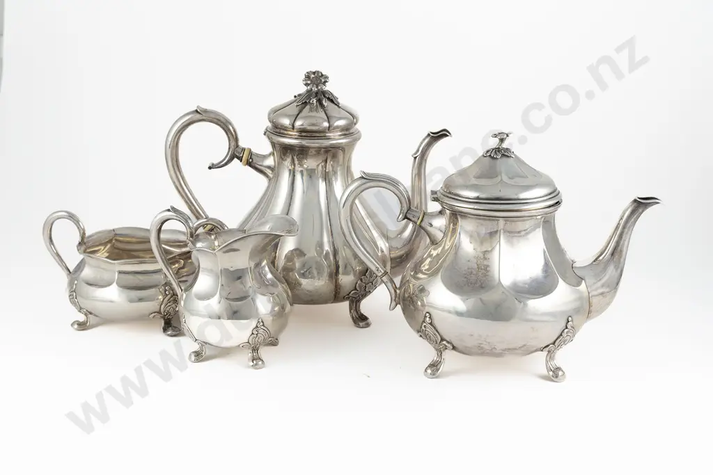 1920s Composed Danish Silver 4 Piece Tea & Coffee Set Image 1++
