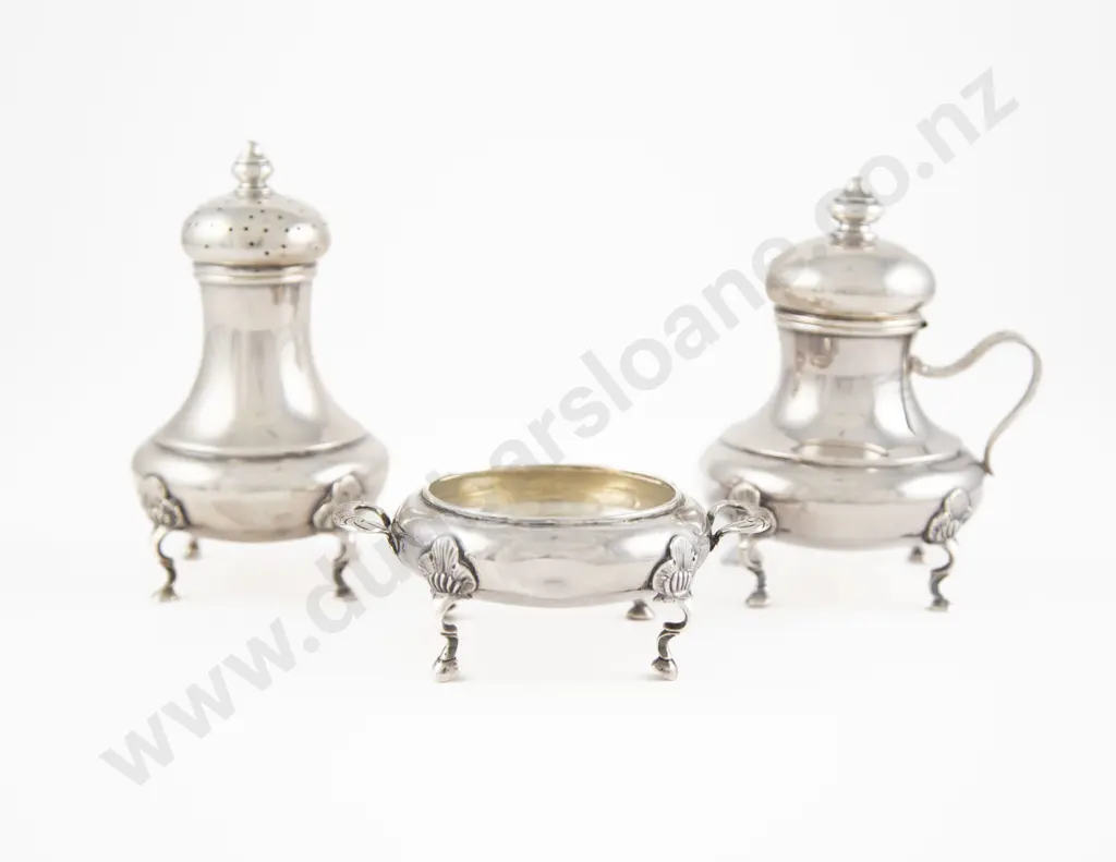 1920s Danish Silver 3 Piece Cruet Set By Peter Hertz Image 1++