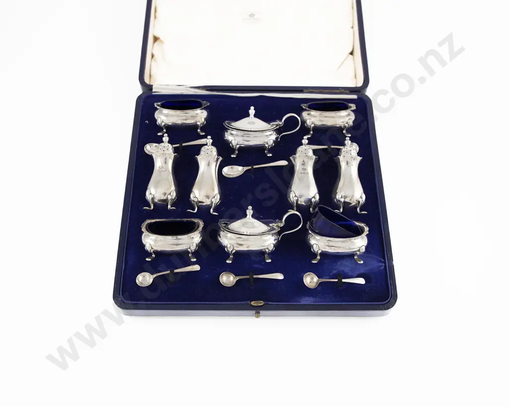 Cased Geo V S/S 16 Piece Cruet Set Image 1++