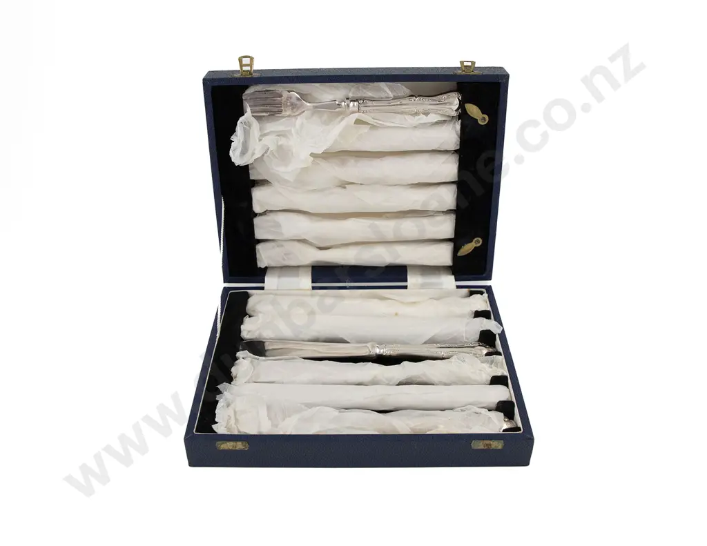 Cased Set Of 6 Geo V S/S Teaspoons & Tongs By Mappin & Webb Image 1++