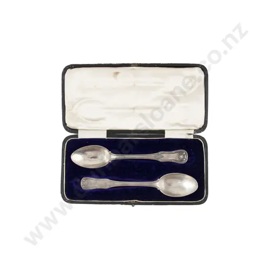 Cased Pair Of Silver Christening Spoons