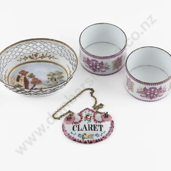 C19th English Enamel Trinket Basket