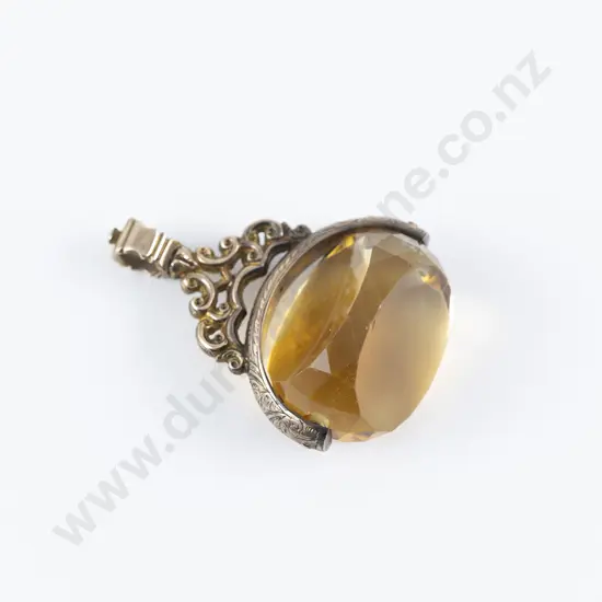 Large Victorian 9ct Mounted Citrine Swivel Fob