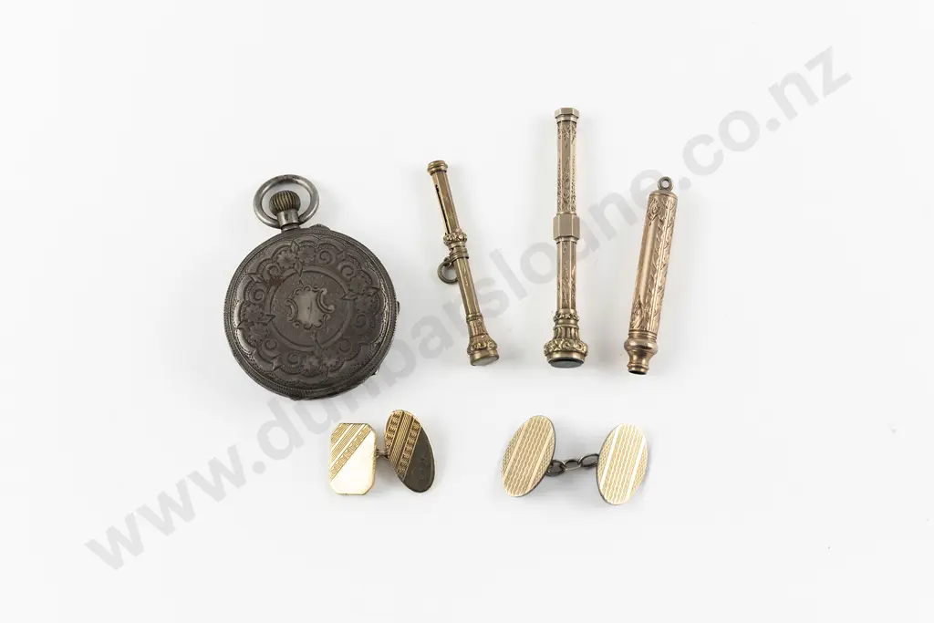 Three Victorian Gold Plated Small Propelling Pencils Image 1++