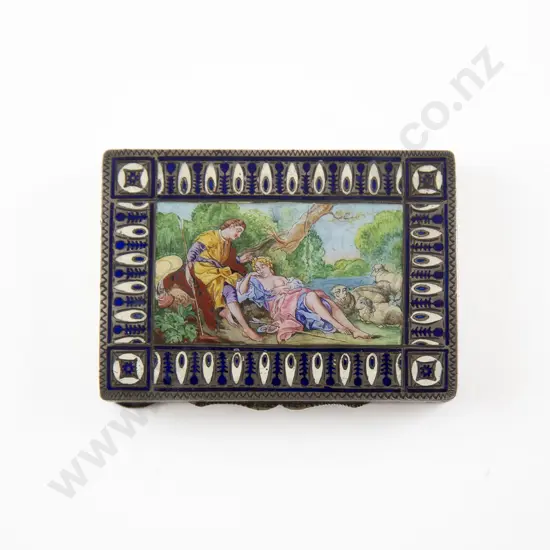 C19th European .800 Silver and Enamel Snuff/Trinket Box