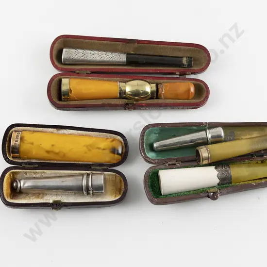 Seven Meerschaum and Amber Cigar and Cheroot Holders
