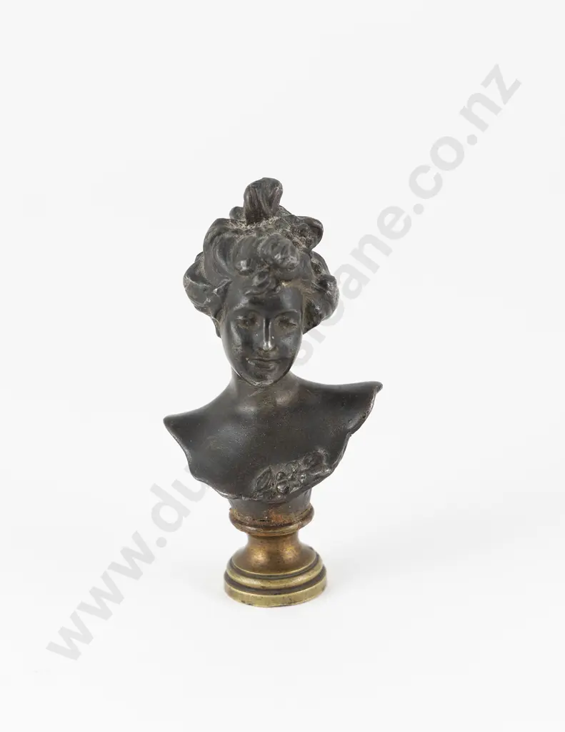 Late C19th American Bronze Bust Handled Seal Image 1++