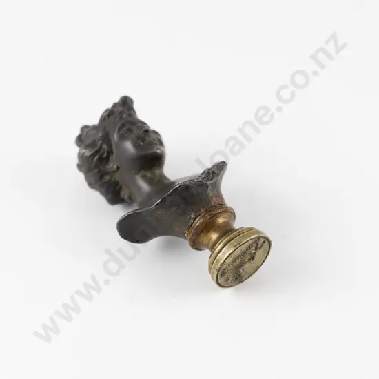 Late C19th American Bronze Bust Handled Seal
