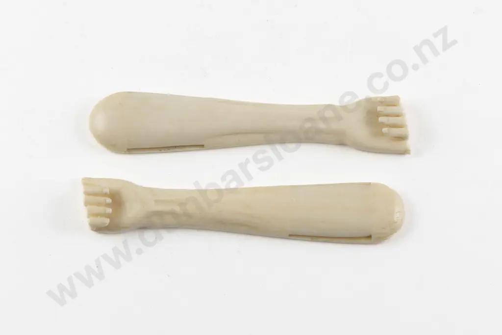 Pair Carved Ivory Mens Sock Suspenders Image 1++