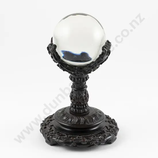 Victorian Witches Ball on Asian Carved Hardwood Stand