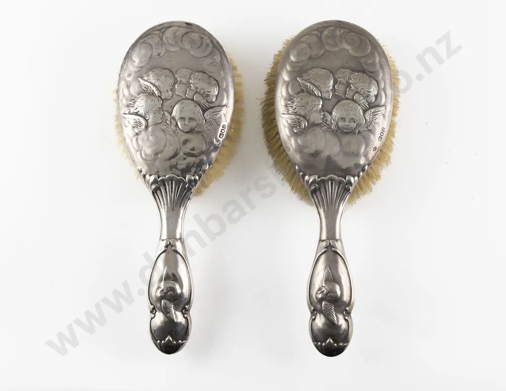Edwardian Pair S/S Backed Hair Brushes Image 1++
