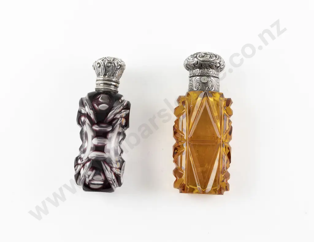 Two C19th S/S and Cut Glass Salts Bottles Image 1++