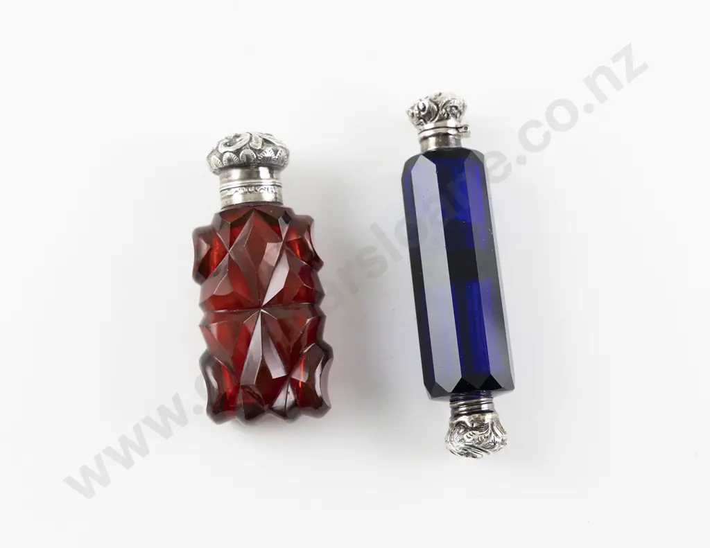 Two C19th S/S and Cut Glass Salts Bottles Image 1++