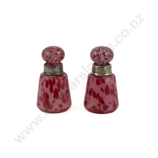 Pair Of Vict S/S Mounted Coloured Glass & Stoppers