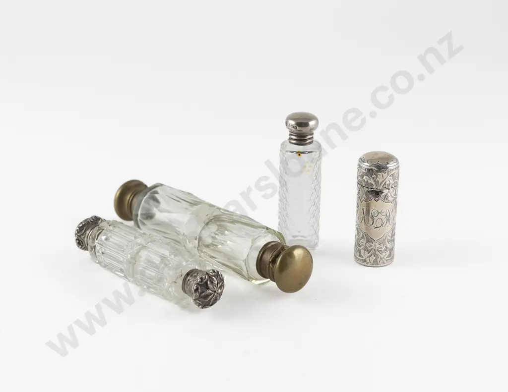 Two Victorian Cut Glass Double Ended Scent Flasks Image 1++
