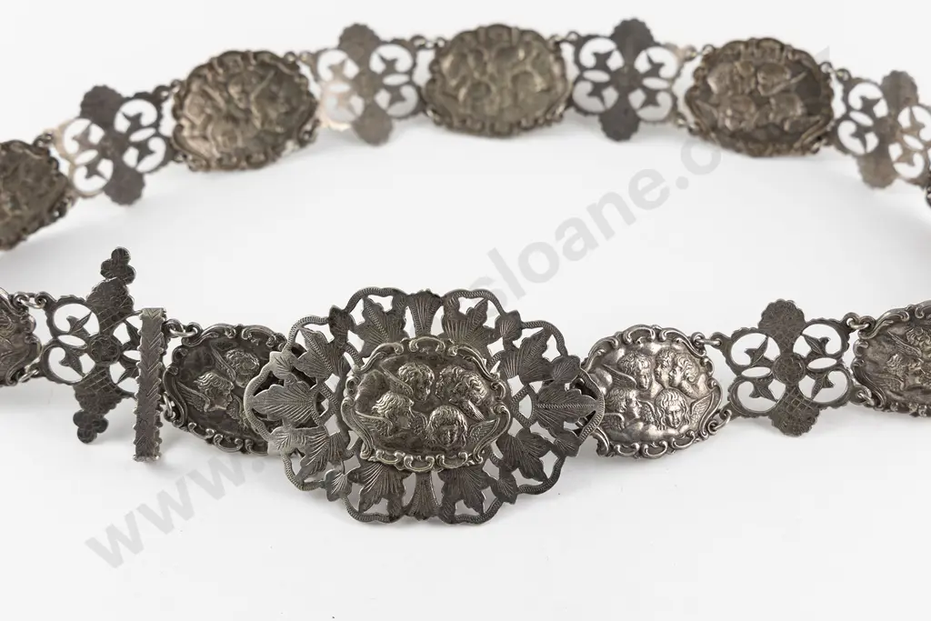 Edwardian S/Plate Fancy Gainsborough Angel Pattern Belt Image 1++