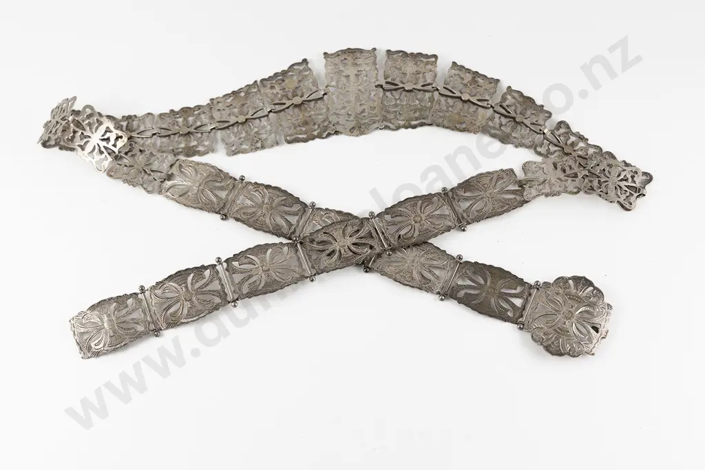 Edwardian S/S Fancy Panel Link Belt Image 1++