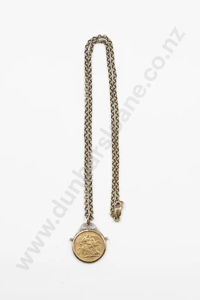 1912 Half Gold Sovereign In Pendant Frame Image 1++