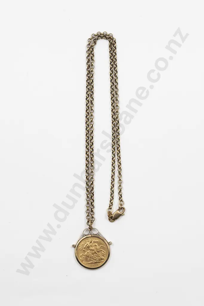 1912 Half Gold Sovereign In Pendant Frame Image 1++