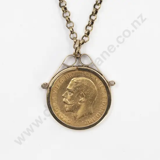 1912 Half Gold Sovereign In Pendant Frame