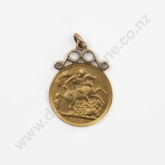 1912 Gold Full Sovereign Pendant