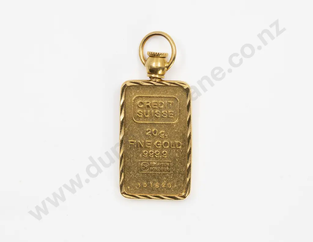 Credit Suisse 20g Fine Gold Bar with Pendant Frame Image 1++