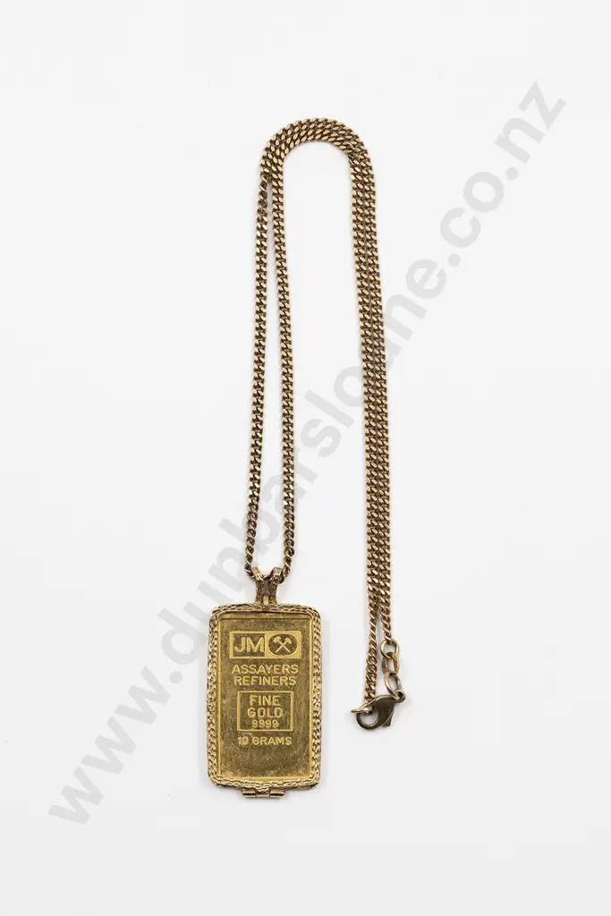 9ct Faceted Modern Curb Neck Chain with 10gm Fine Gold Bar Pendant Image 1++