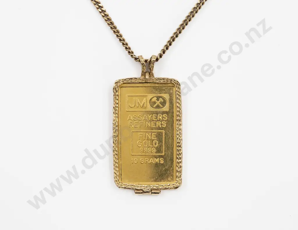 9ct Faceted Modern Curb Neck Chain with 10gm Fine Gold Bar Pendant Image 1++