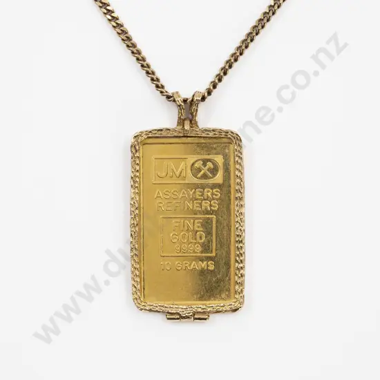 9ct Faceted Modern Curb Neck Chain with 10gm Fine Gold Bar Pendant