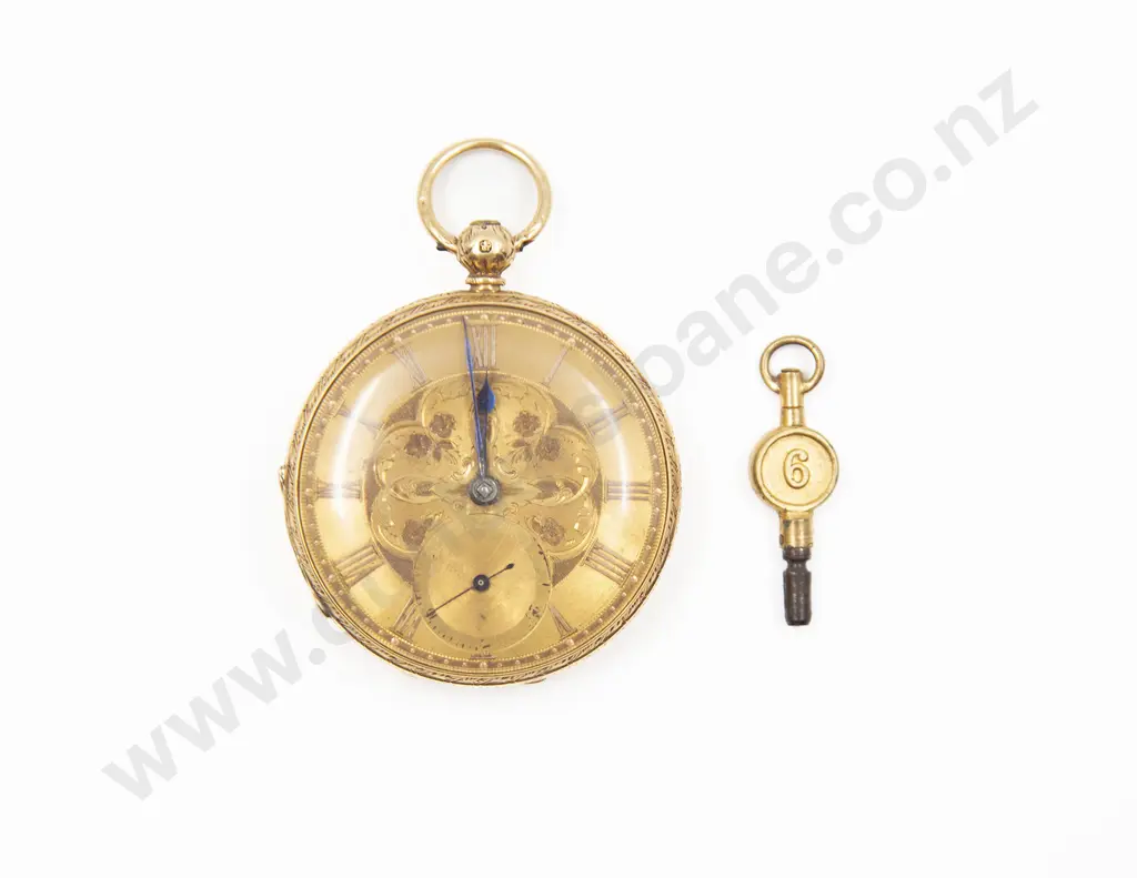 18ct Open Face Key Wind Pocket Watch Image 1++
