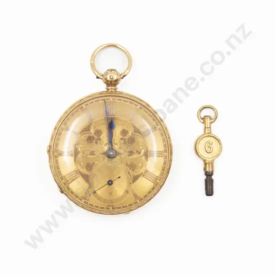18ct Open Face Key Wind Pocket Watch