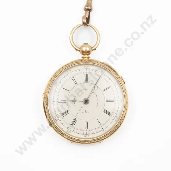 18ct Open Face Key Wind Marine Decimal Chronograph